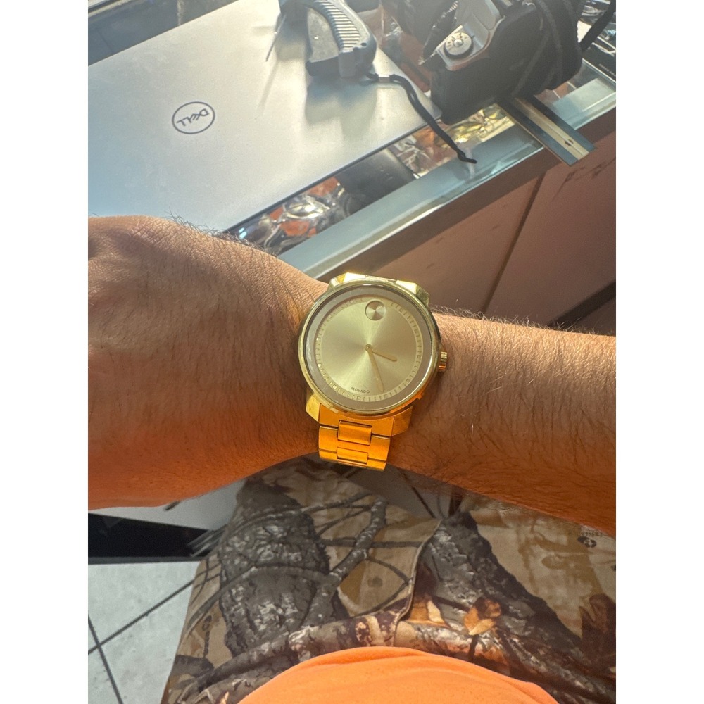 Movado Bold Gold Ion-Plated Stainless Steel Mens Watch 3600368 42mm